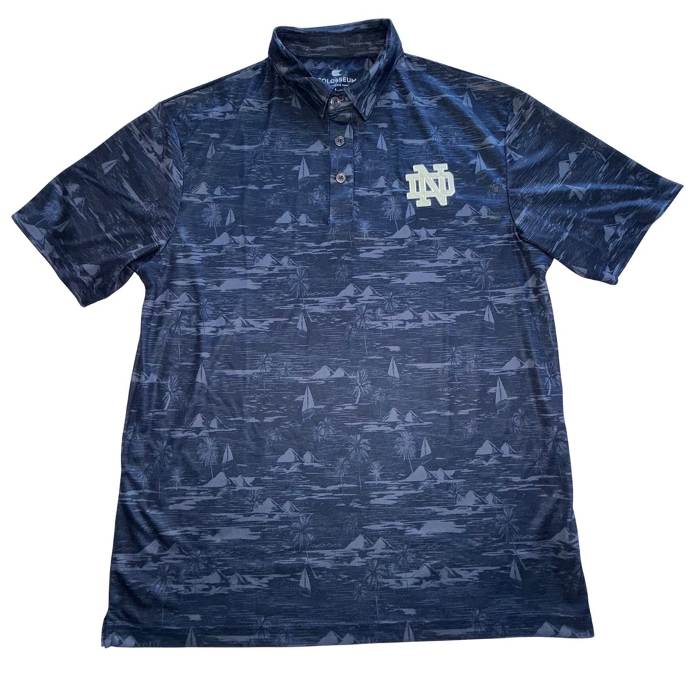 Colosseum Notre Dame Fighting Irish Mens L Polo Shirt Aloha Hawaiian Print Golf